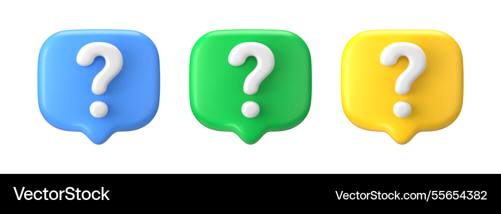 3d question mark bubble ask icon faq 3d question mark bubble ask icon faq vector image