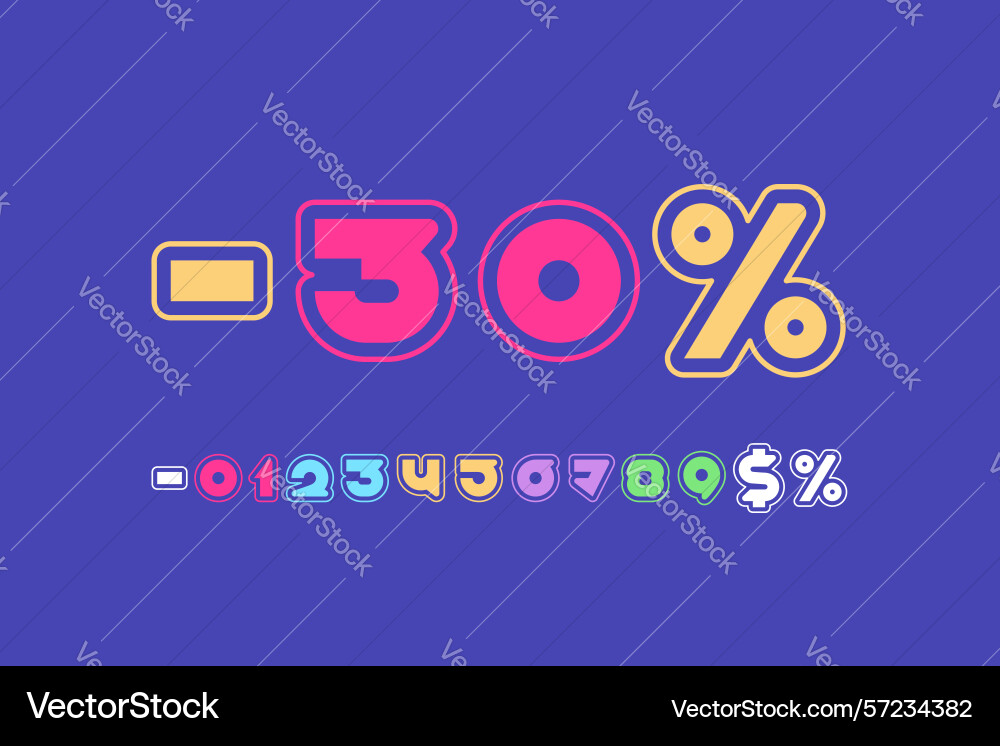 Bright numbers multi colored numerals Bright numbers multi colored numerals Vector Image