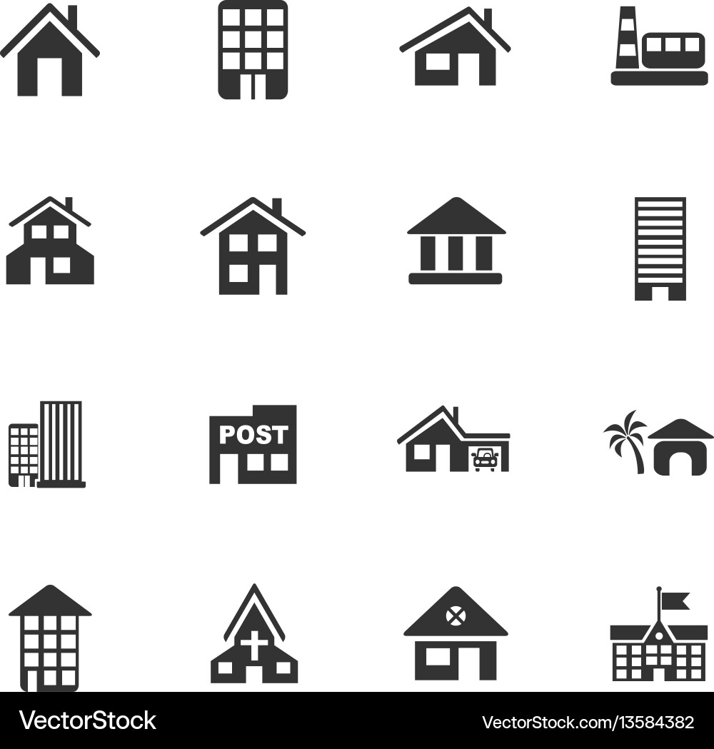 Building icon set Building icon set Vector Image