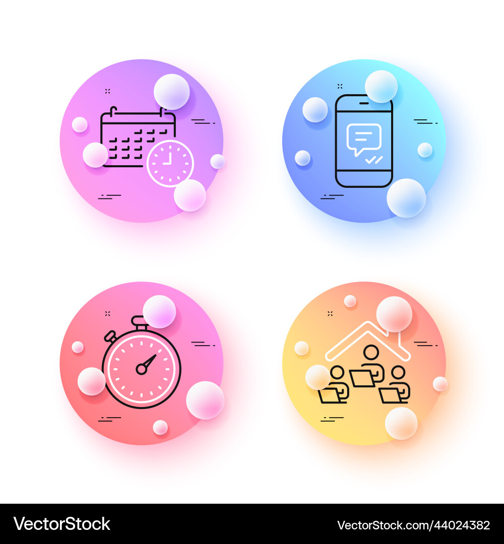 Calendar timer and message minimal line icons Calendar timer and message minimal line icons Vector Image