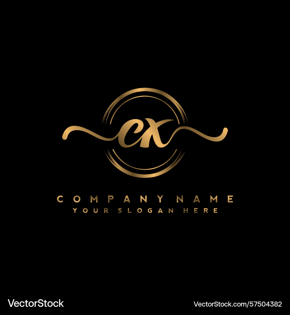 Cx initial handwriting logo with circular wave Cx initial handwriting logo with circular wave Vector Image