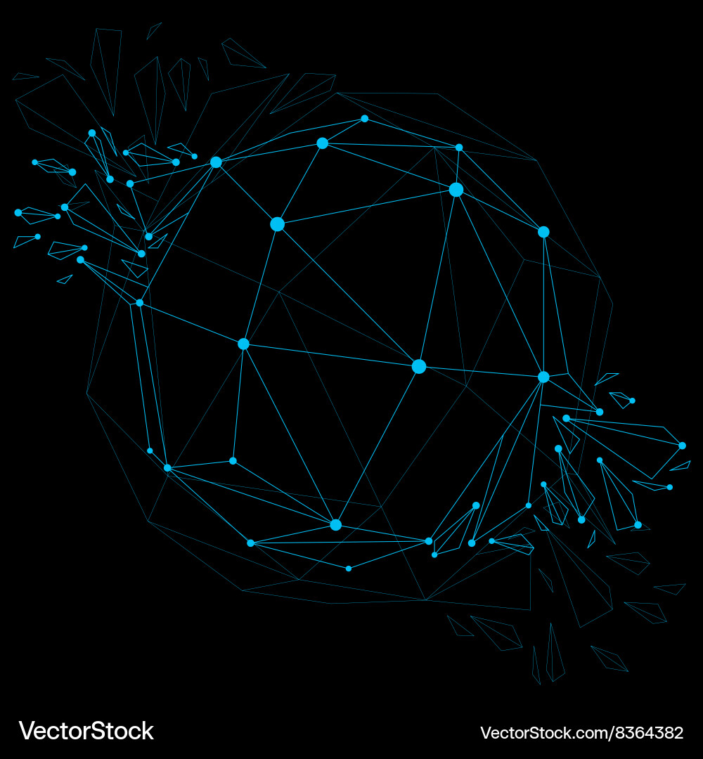 Dimensional wireframe luminescent object with blue Vector Image