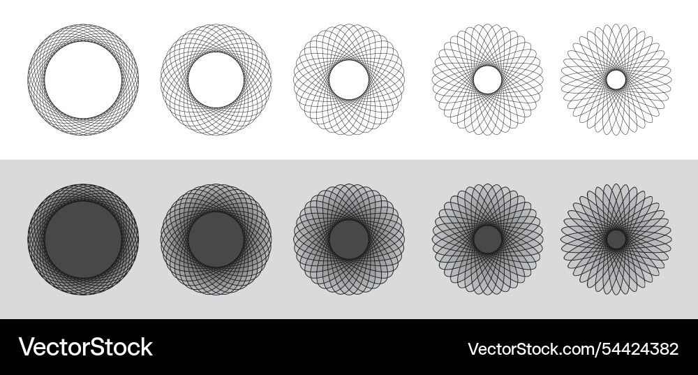 Editable stroke fractal circles pattern collection Editable stroke fractal circles pattern collection vector image
