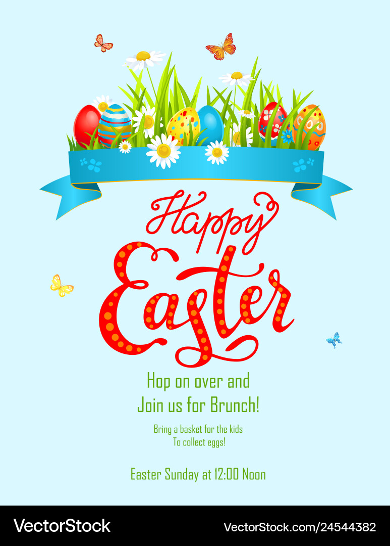 Eggs on grass poster Eggs on grass poster vector image