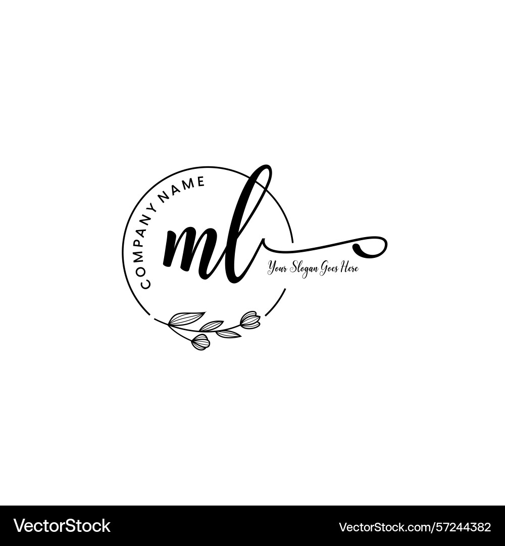 Elegant ml initial logo design with botanical Elegant ml initial logo design with botanical Vector Image