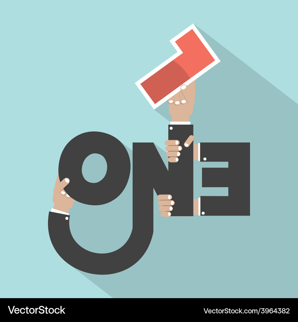 Hands with number onetypography design Vector Image