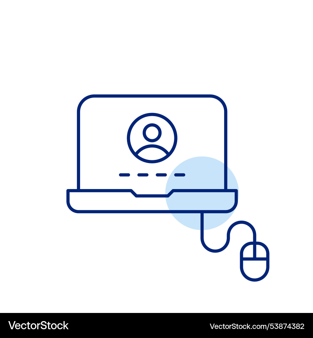 Laptop displaying a login field and mouse user Laptop displaying a login field and mouse user vector image