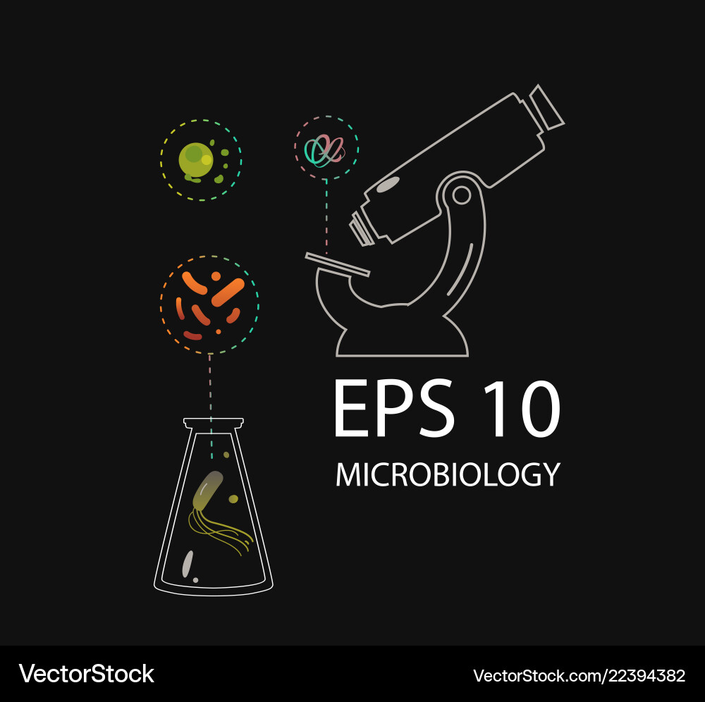 Microscope and different types of viruses in tube Vector Image