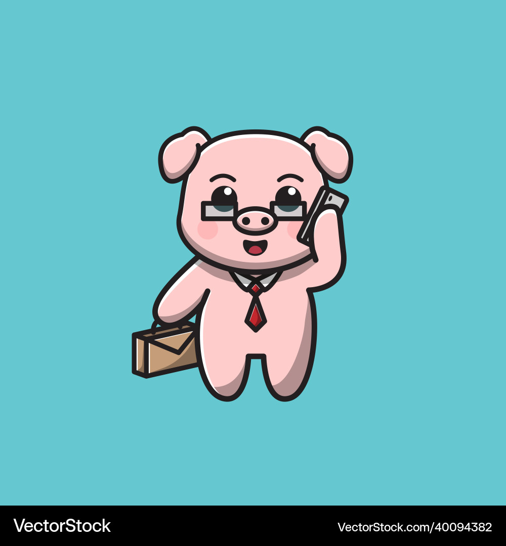 Pigs go to work while calling Pigs go to work while calling vector image