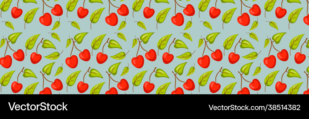 Realistic Red Cherry Pattern vector image