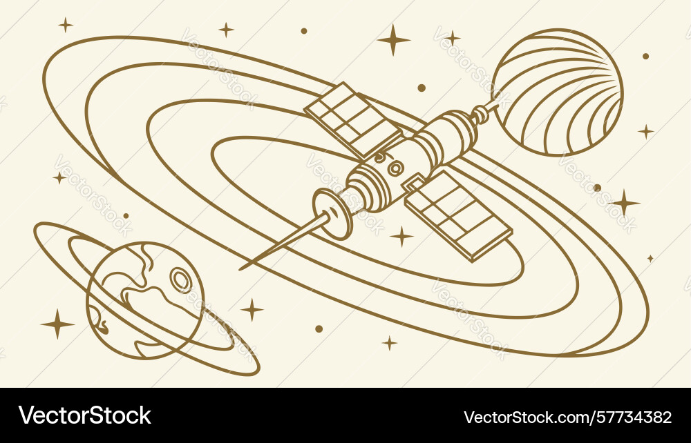 Satellite and abstract celestial elements Vector Image