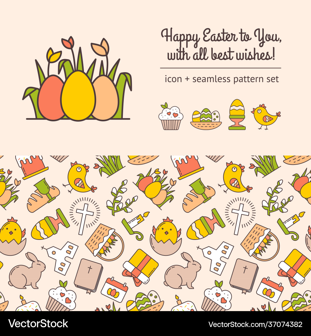 Scrapbooking set with seamless pattern linear Scrapbooking set with seamless pattern linear vector image