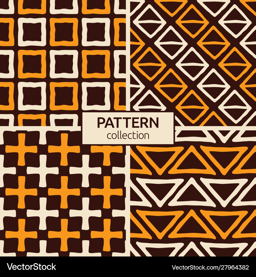 Set four abstract seamless patterns hand Set four abstract seamless patterns hand Vector Image