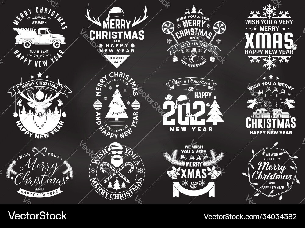 Set fröhliche Weihnachten und guten Rutsch ins neue Jahr Stempel Set fröhliche Weihnachten und guten Rutsch ins neue Jahr Stempel vektorbild