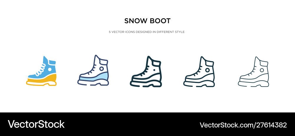 Snow boot icon in different style two colored Snow boot icon in different style two colored Vector Image