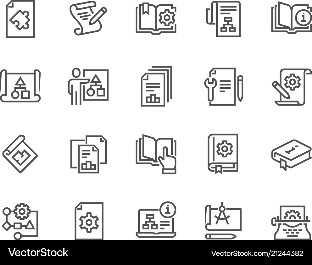 Technical Documentation Icons Set vector image