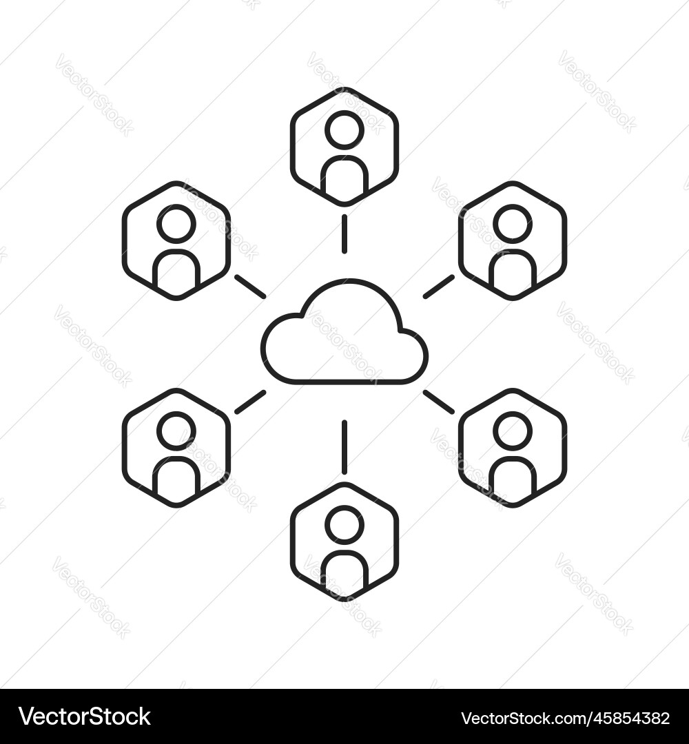 Thin line icon like sync personal data in cloud Thin line icon like sync personal data in cloud vector image