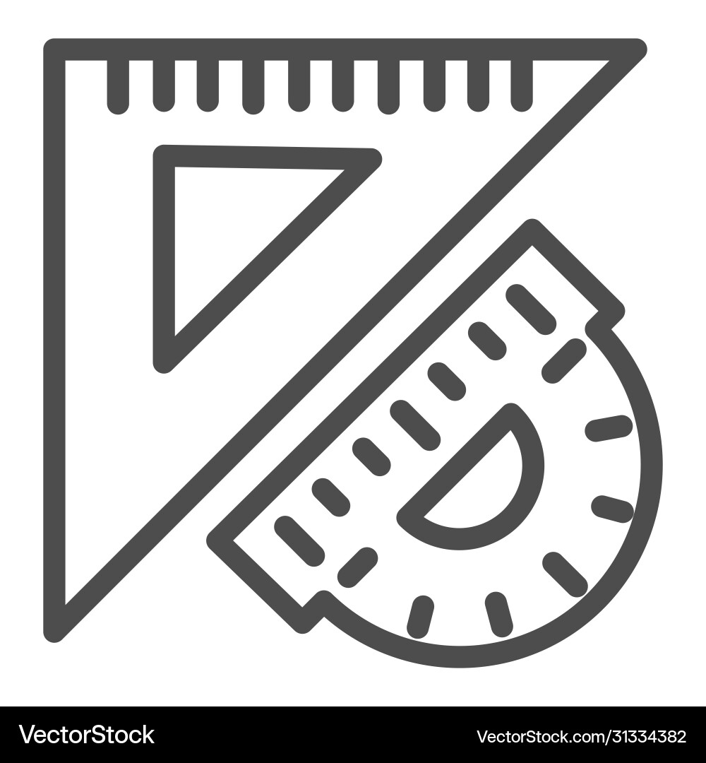 Triangular ruler and protractor line icon Triangular ruler and protractor line icon Vector Image
