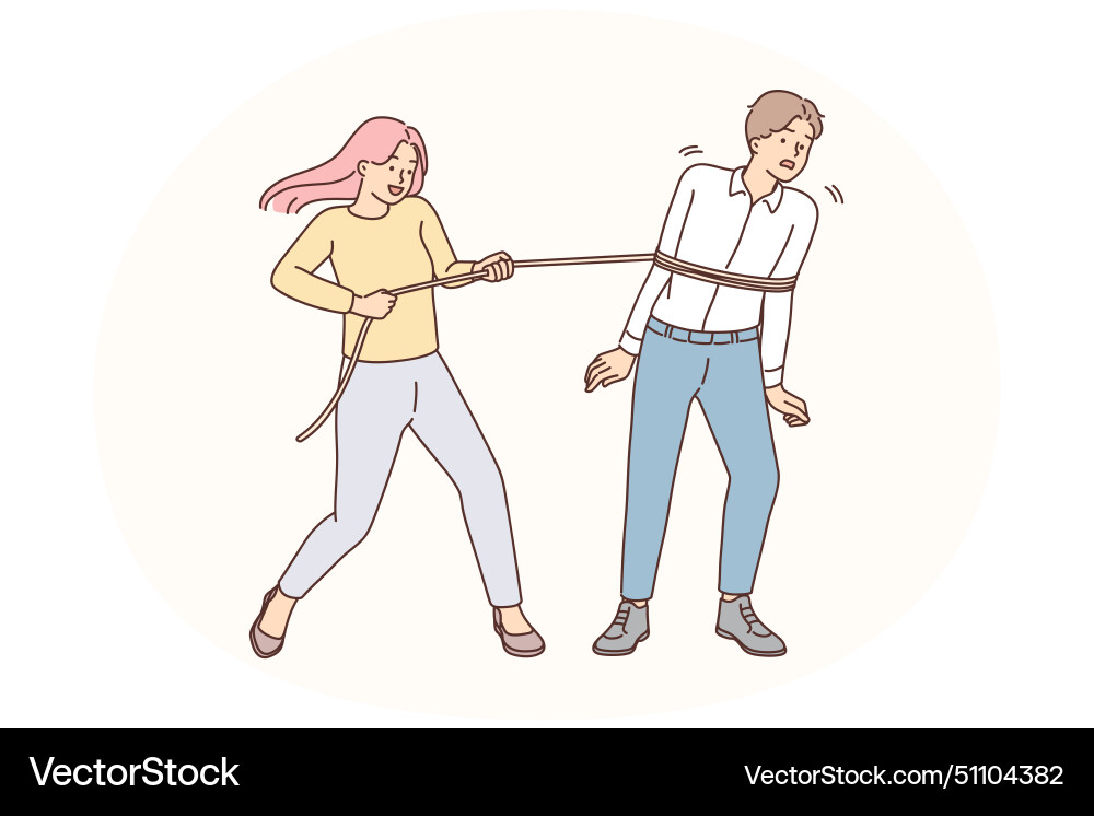 Woman put rope on man Woman put rope on man vector image
