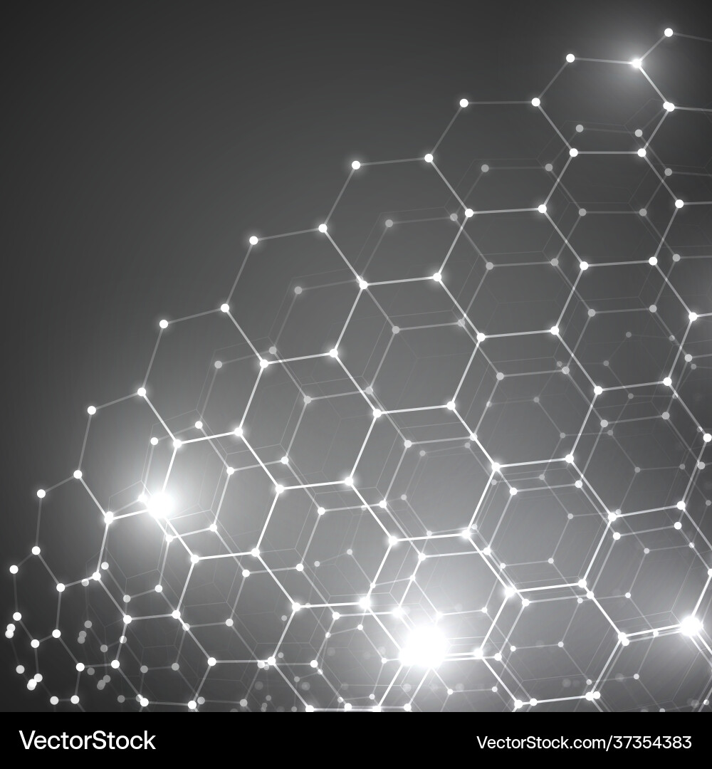 3d object from a hexagon grid with dots stylish vector image