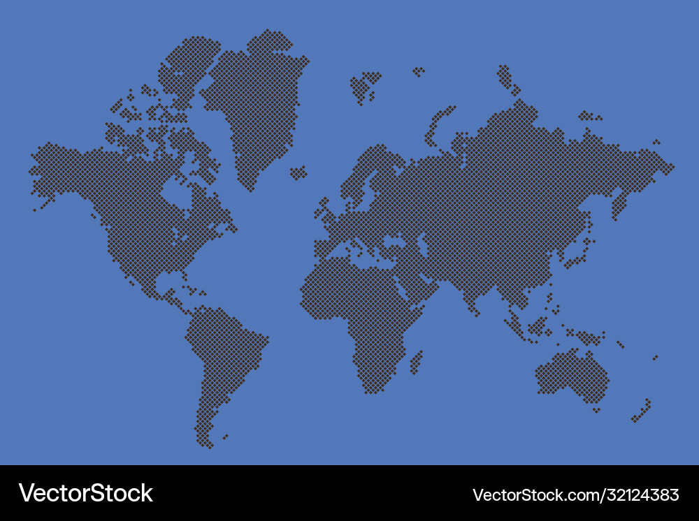 Abstract pixel world map halftone style vector image