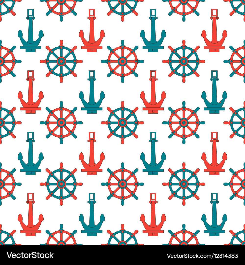 Abstract seamless background pattern with anchors Vector Image