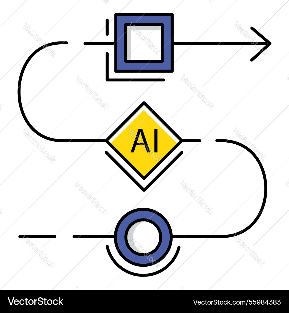 Ai workflow and automation icon design digital vector image
