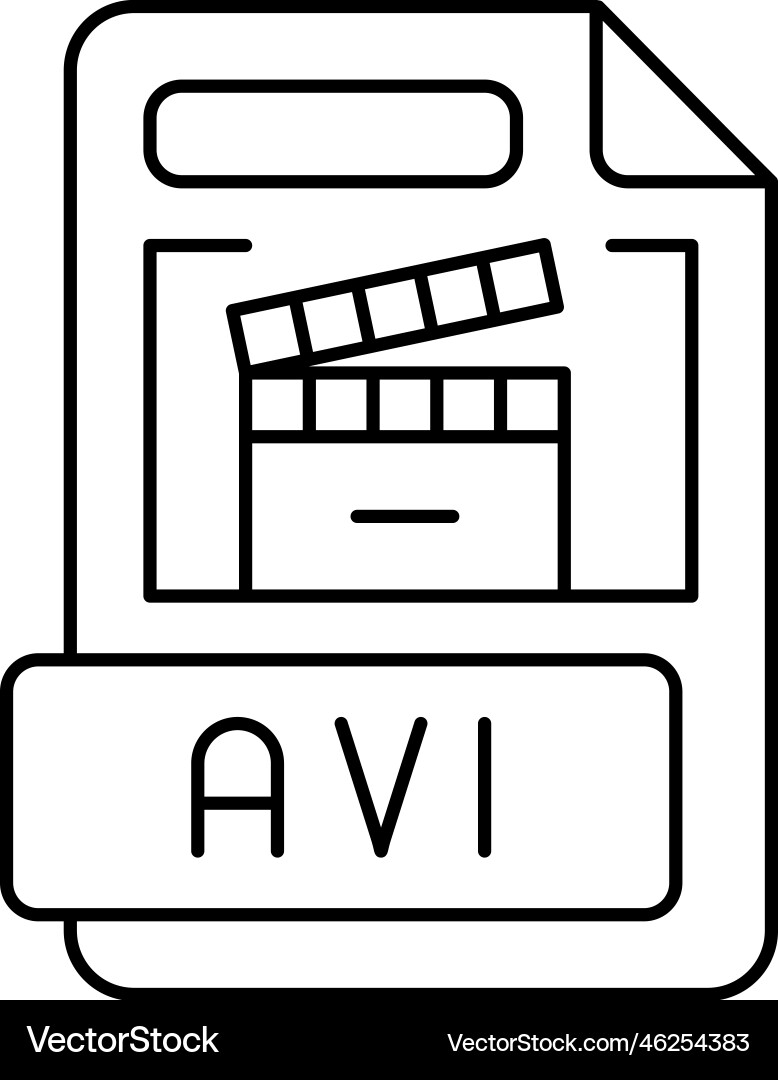 Avi file format document line icon Avi file format document line icon Vector Image