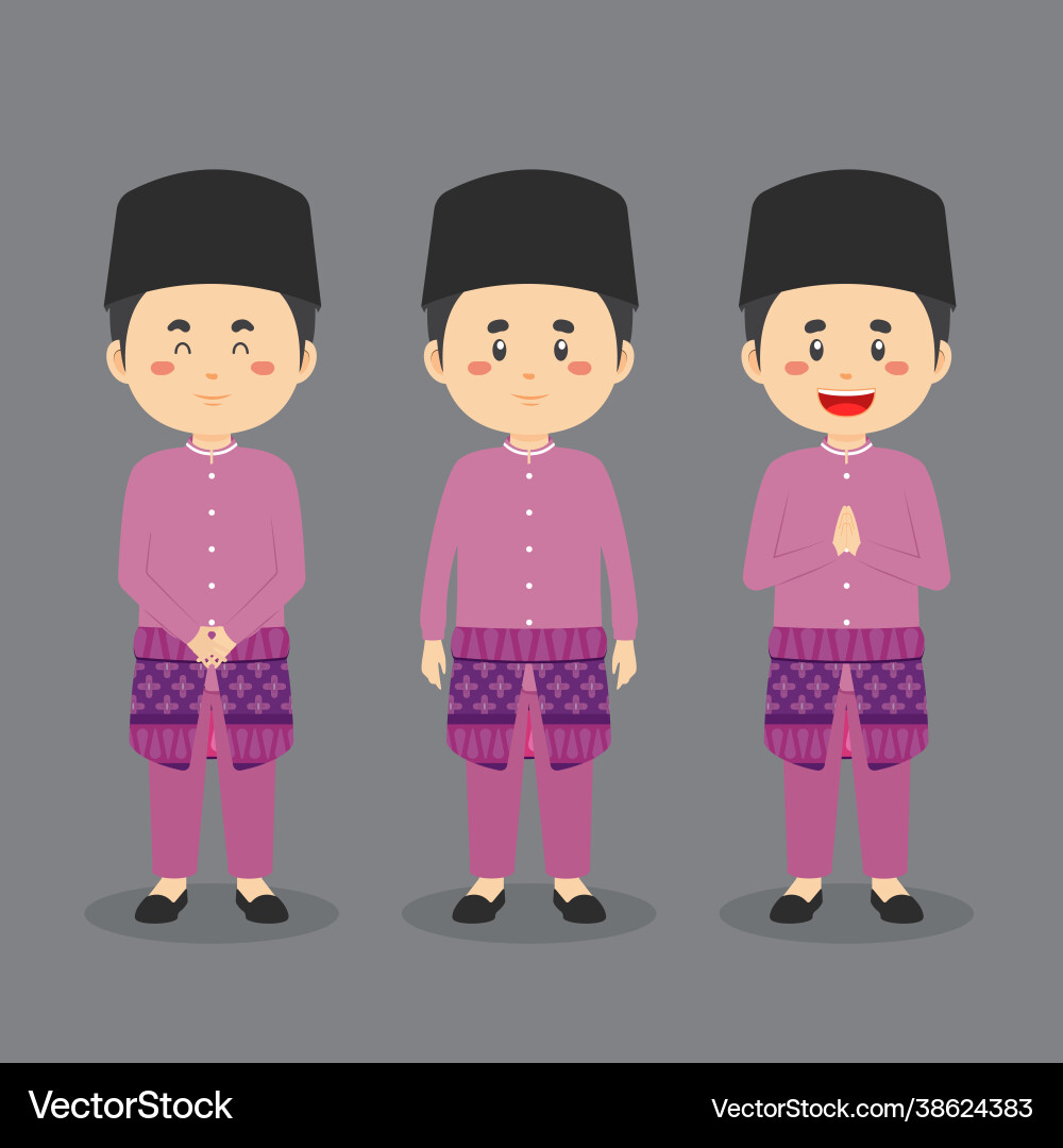 Brunei character with various expression Vector Image