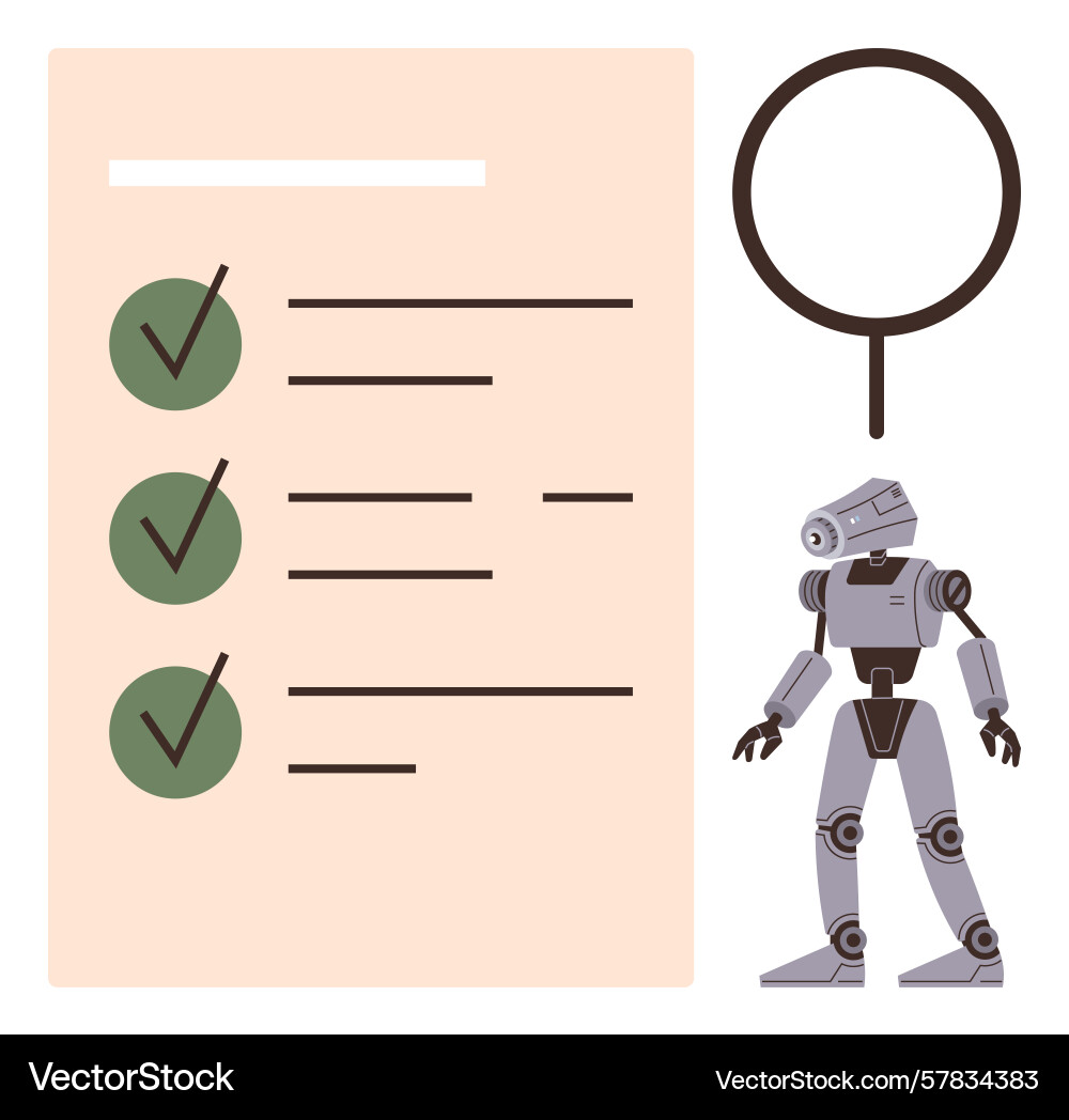 Checklist completion with robot assistant vector image