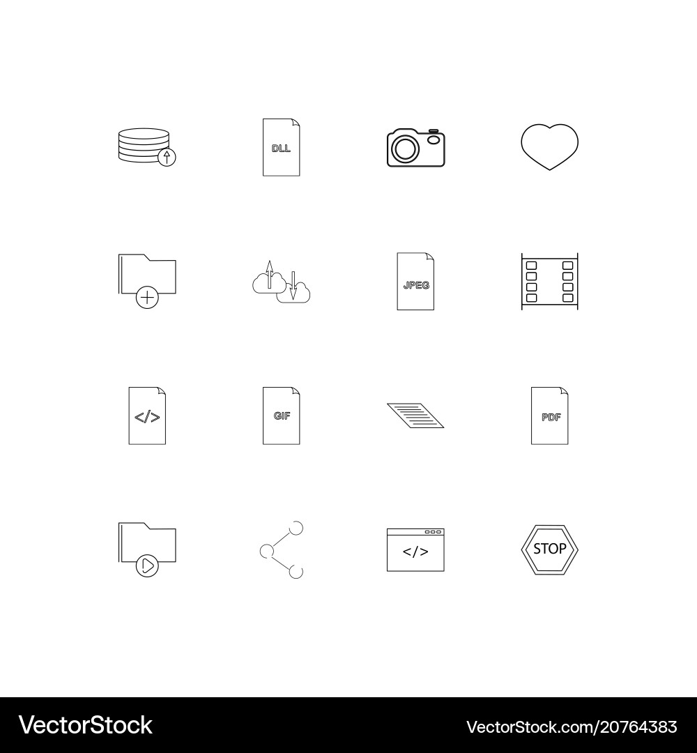 Files and folders sign linear thin icons set vector image