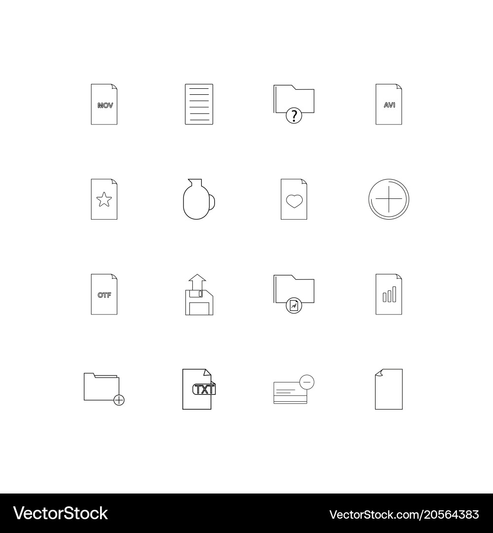 Files and folders sign simple linear icons set Vector Image