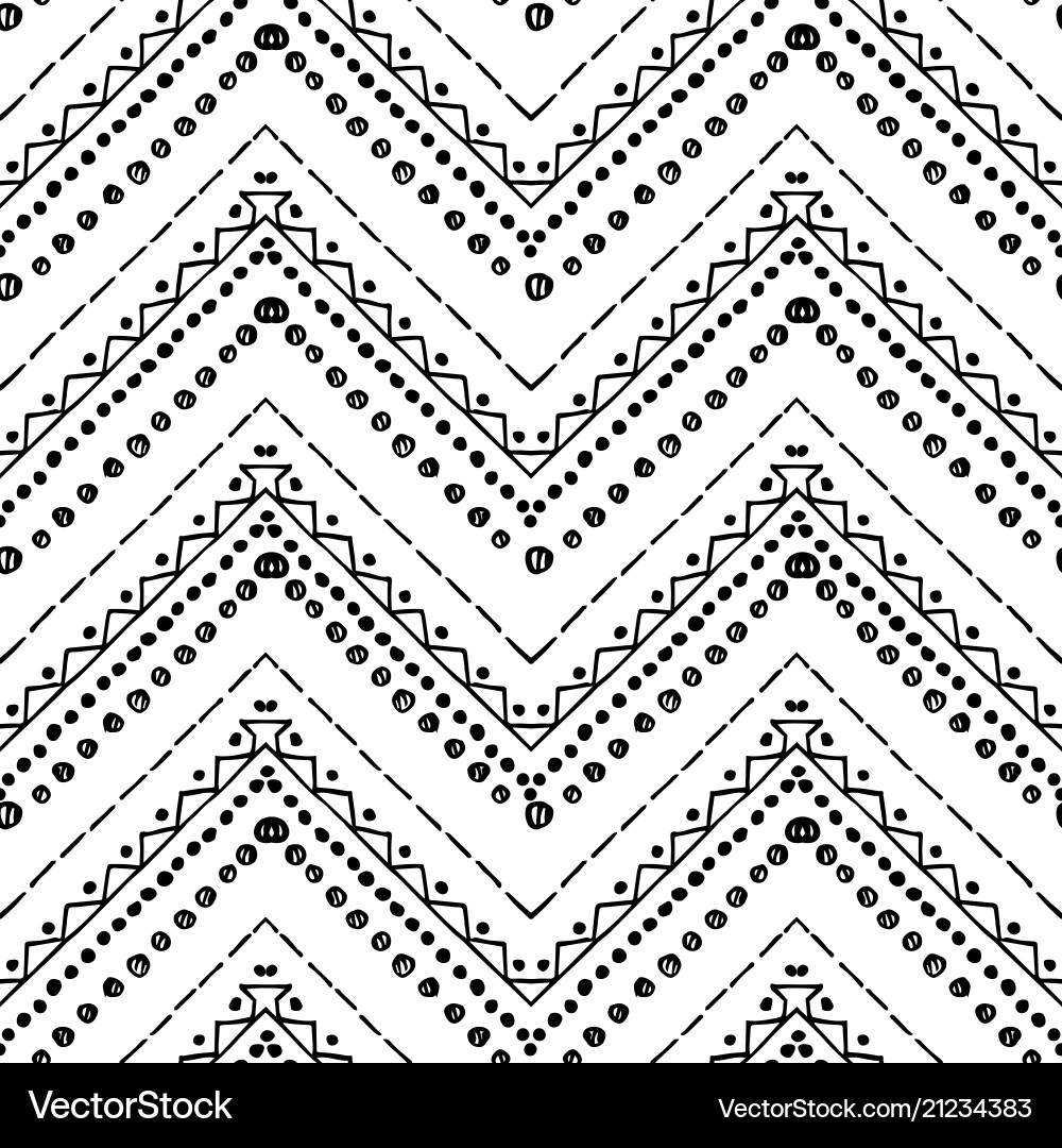 Hand drawn pattern zigzag and stripe line Vector Image