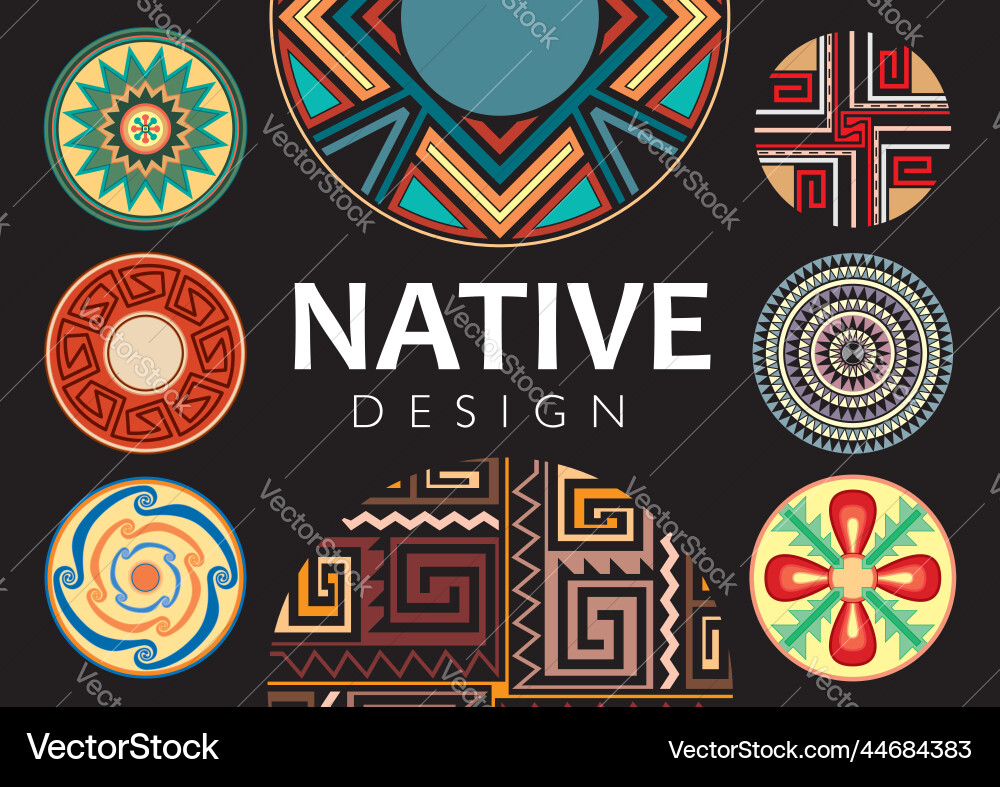 Native design collection on black background Vector Image