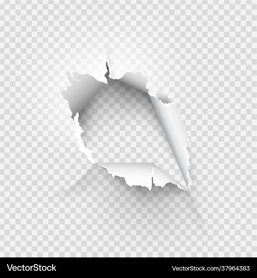 Ragged hole torn in ripped paper on background vector image