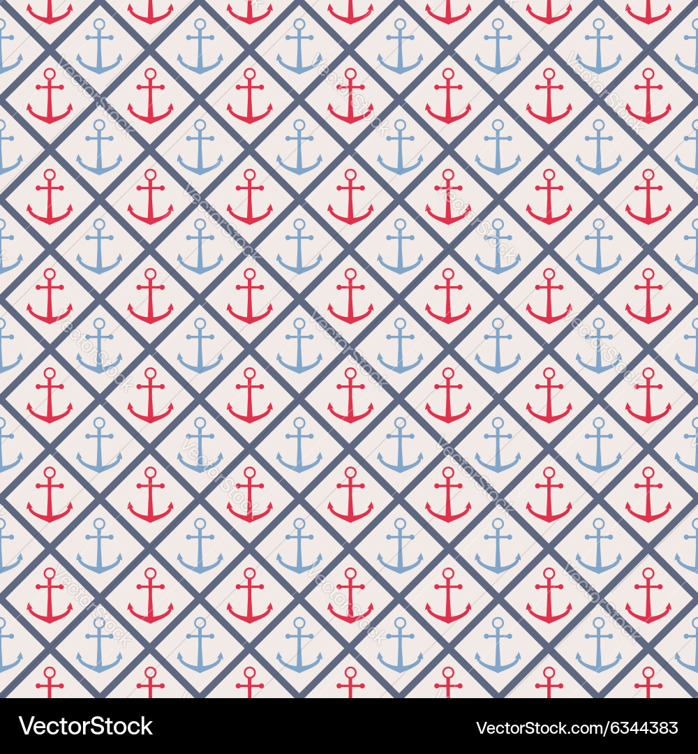 Seamless pattern with cross lines and anchor vector image