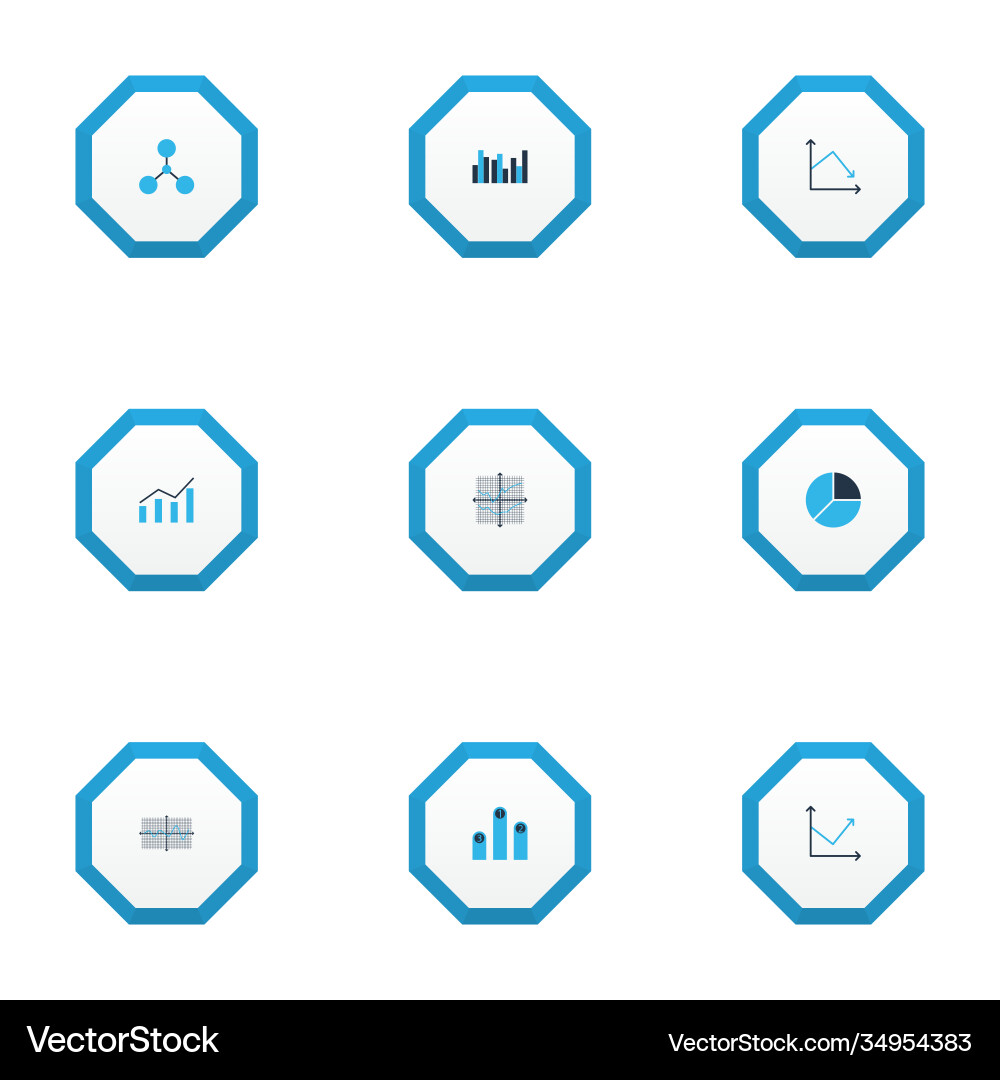 Set graphs diagrams and statistics icons Vector Image