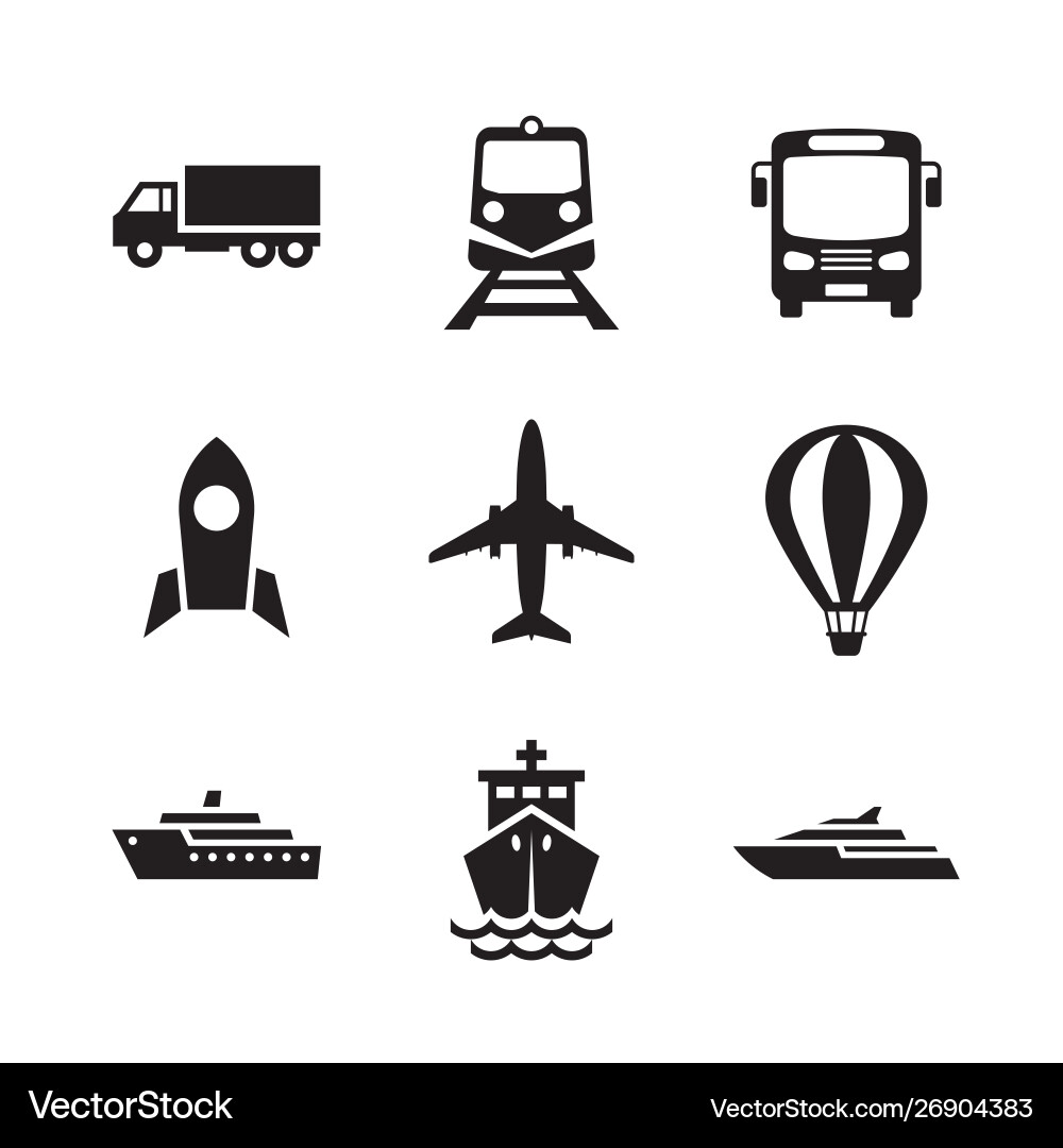 Transportation Icon Set - Vehicles & Logistics Vector Image