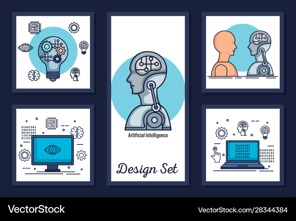 Bundle designs intelligence artificial and set Vector Image