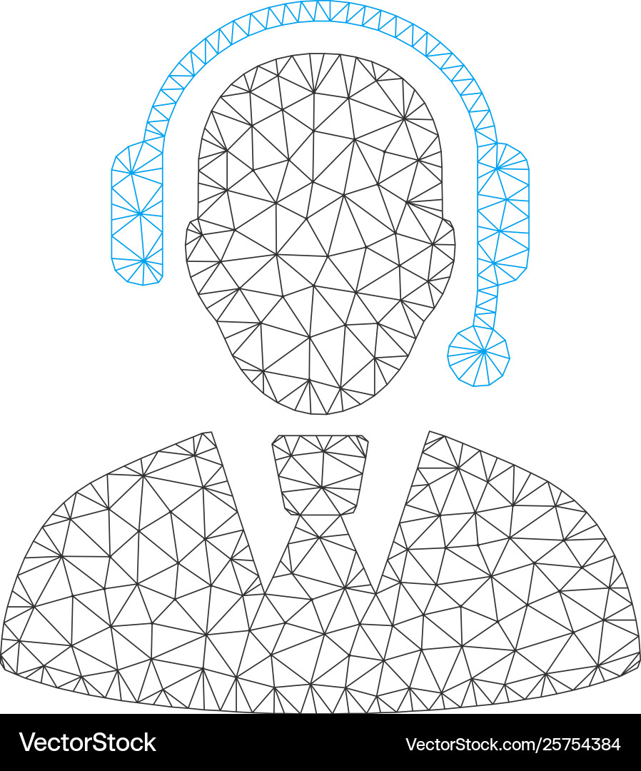 Call center manager polygonal frame mesh Call center manager polygonal frame mesh vector image