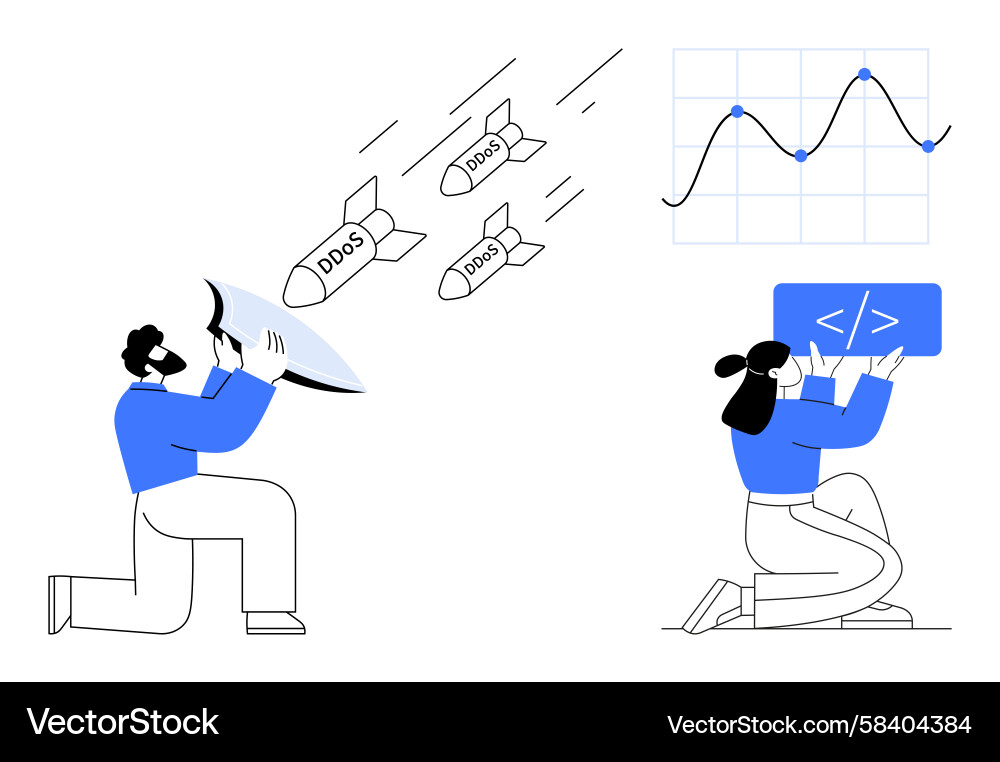 Cybersecurity Team Defending DDoS Vector Image