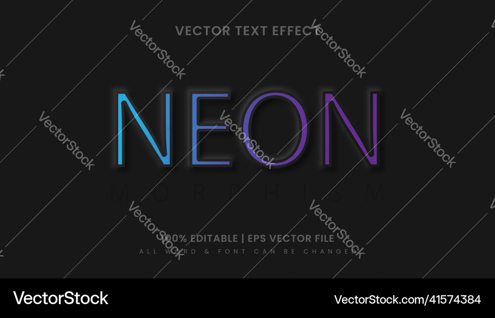 Dark neon neo morphism 3d text style effect Dark neon neo morphism 3d text style effect Vector Image