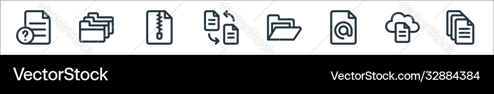 Document and files line icons linear set quality Document and files line icons linear set quality vector image