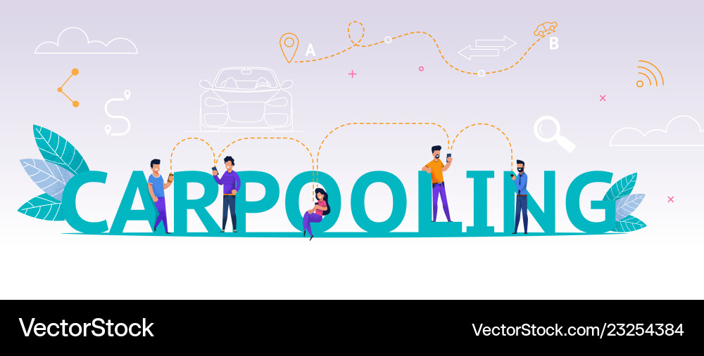 Group people using online application carpooling Vector Image