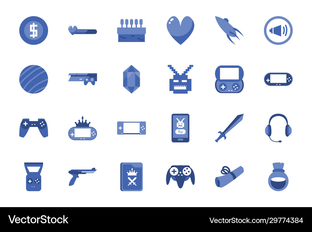 Isolated videogame line style icon set Isolated videogame line style icon set vector image