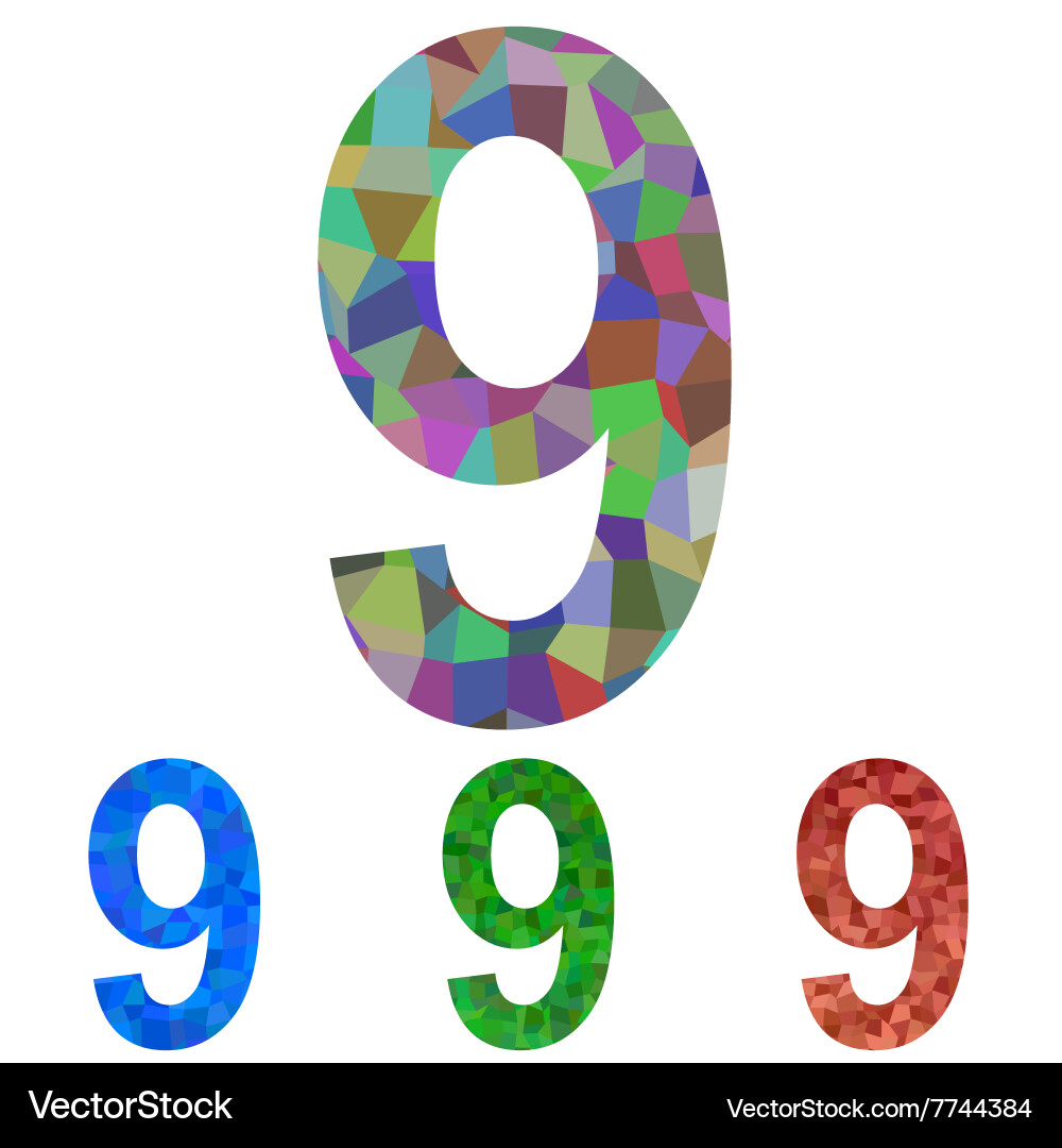 Mosaic font design set - number 9 vector image