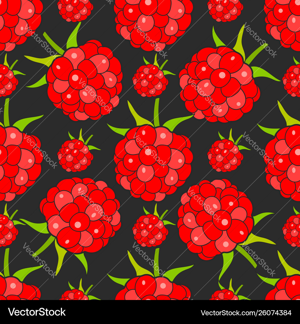 Raspberry Seamless Pattern Vector Image