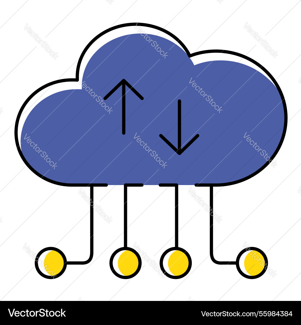 Remote cloud computing and data storage icon vector image