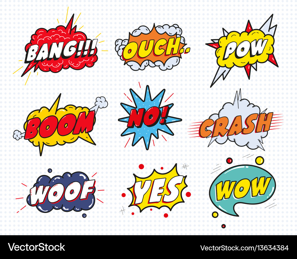 Set comic sound speech effect bubbles Royalty Free Vector