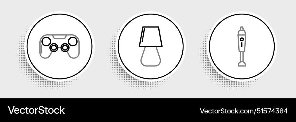 Set line blender gamepad and table lamp icon Set line blender gamepad and table lamp icon vector image